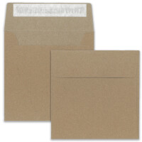 50x Quadratisches Faltkarten Set aus Kraftpapier - 150 x 150 mm - Doppel-Karten & Briefumschläge & Einlegeblätter - braun öko - Recycling-Naturpapier nachhaltig