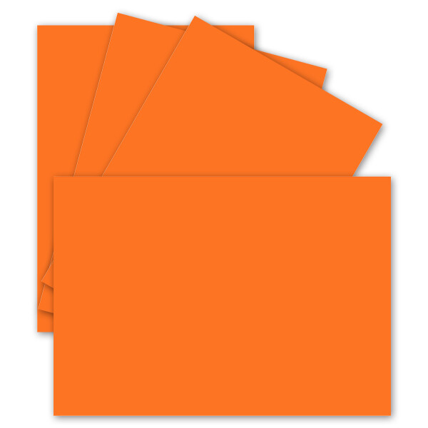25 Einzel-Karten DIN A6 - 10,5 x 14,8 cm - 240 g/m² - Orange - Tonkarton - Bastelpapier - Bastelkarton- Bastel-karten - blanko Postkarten