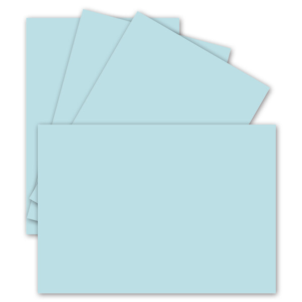 100 Einzel-Karten DIN A6 - 10,5 x 14,8 cm - 240 g/m² - Hell-Blau - Tonkarton - Bastelpapier - Bastelkarton- Bastel-karten - blanko Postkarten
