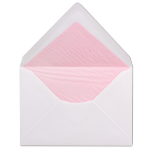 50x Briefumschläge Weiß DIN C6 gefüttert mit Seidenpapier in Rosa 100 g/m² 11,4 x 16,2 cm mit Nassklebung ohne Fenster