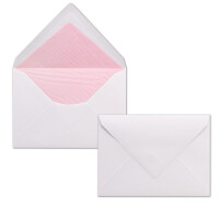 50x Briefumschläge Weiß DIN C6 gefüttert mit Seidenpapier in Rosa 100 g/m² 11,4 x 16,2 cm mit Nassklebung ohne Fenster