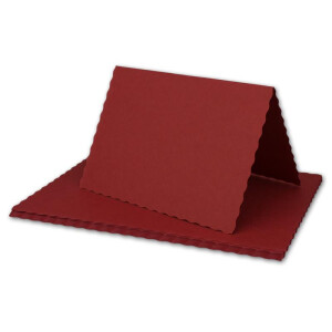 25x Faltkarten DIN A6 mit wellig gestanztem Rand - Dunkel-Rot - 10,5 x 14,8 cm - Wellenschnitt Einladungs-Karten - FarbenFroh by GUSTAV NEUSER
