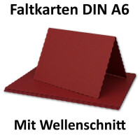 25x Faltkarten DIN A6 mit wellig gestanztem Rand - Dunkel-Rot - 10,5 x 14,8 cm - Wellenschnitt Einladungs-Karten - FarbenFroh by GUSTAV NEUSER
