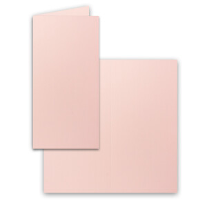 50x Falt-Karten DIN Lang - Rosa - 10,5 x 21 cm - Blanko Doppelkarten - Klappkarten für Einladungen und Grußkarten zu Weihnachten und Geburtstag