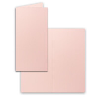50x Falt-Karten DIN Lang - Rosa - 10,5 x 21 cm - Blanko Doppelkarten - Klappkarten für Einladungen und Grußkarten zu Weihnachten und Geburtstag