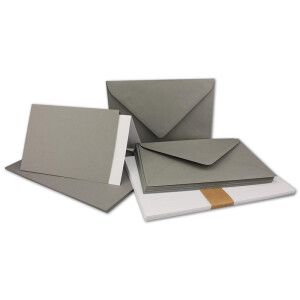 25x Faltkarten SET DIN A6/C6 mit Brief-Umschlägen in Graphit / Dunkel-Grau - inklusive Einleger - 14,8 x 10,5 cm - Premium Qualität - FarbenFroh