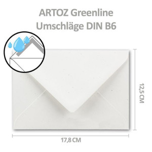 ARTOZ 50 x Briefumschläge DIN B6 - Farbe: birch (weiß / cremeweiss) - 12,5 x 17,8 cm - mit Nassklebung und Gummierung - Serie Greenline
