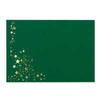 25x Weihnachts-Briefumschläge - DIN B6 - mit Gold-Metallic geprägtem Sternenregen -Farbe: dunkelgrün, Nassklebung, 110 g/m² - 120 x 176 mm - Marke: GUSTAV NEUSER