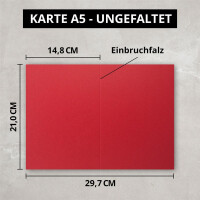 DIN A5 Faltkarten - Rosenrot - 50 Stück - Einladungskar