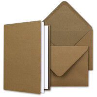 Vintage Kraftpapier-Karten Set mit Brief-Umschläge & extra Einlege-Blätter in Geschenkbox - 25 Sets - Recycling-Karten Natur-Braun - DIN A6 / C6