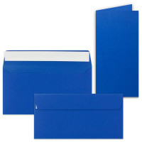 50x Faltkarten-Set mit Briefumschlägen DIN Lang in Royalblau (Blau) - 21 x 10,5 cm - Blank Klappkarten und Umschläge für Einladungen und Grüße zu Geburtstag und Hochzeit