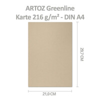 ARTOZ 50x Bastelkarte DIN A4 - Farbe: dessert (hellbraun cappuccino) - 21 x 29,7 cm - 216 g/m² - Einzelkarte ohne Falz - dickes Bastelpapier - Serie Green-Line