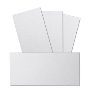 50 Stück DIN Lang Karton gehämmerte Struktur - Farbe: Weiss - 99 x 210 mm - 250 Gramm pro m² - Einzelkarte ohne Falz - Ideal zum Basteln, Scrapbooking, Grußkarte - GUSTAV NEUSER