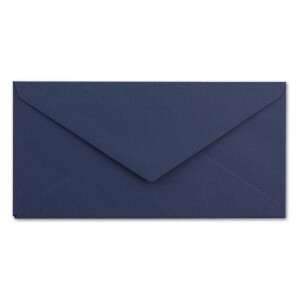 50 Brief-Umschläge DIN Lang - Dunkel-Blau / Nachtblau mit Gold-Metallic Innen-Futter - 110 x 220 mm - Nassklebung - festliche Kuverts für Weihnachten