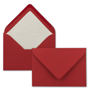 100 Briefumschläge in Rosenrot mit weißem Innenfutter - Kuverts in DIN B6 Format  - 12,5 x 17,6 cm - Seidenfutter - Nassklebung