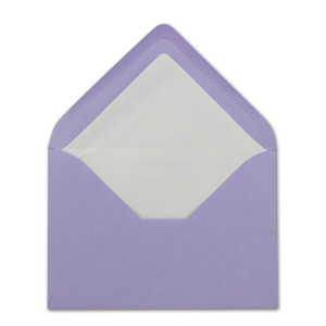 25 Briefumschläge in Violett mit weißem Innenfutter - Kuverts in DIN B6 Format  - 12,5 x 17,6 cm - Seidenfutter - Nassklebung