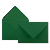 50x Falt-Karten Set in Dunkel-Grün inklusive Brief-Umschläge DIN B6 - Faltkarte B6 - Einlegeblatt und silbernem Schmuckband