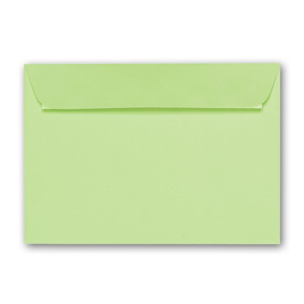 ARTOZ 25x Briefumschläge DIN C6 Birkengrün (Grün) - 16,2 x 11,4 cm - haftklebend - gerippte Kuverts ohne Fenster - Serie Artoz 1001