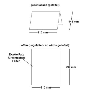 50x faltbares Einlege-Papier für DIN A5 Doppelkarten - cremefarben - 297 x 210 mm (210 x 148 mm gefaltet) - ideal zum Bedrucken mit Tinte und Laser - hochwertig mattes Papier von GUSTAV NEUSER