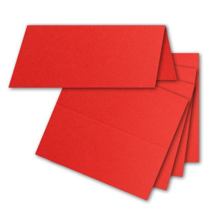 50x Tischkarten in Rot - 4,5 x 10 cm - blanko - Doppel-Karten - als Platzkarten und Namenskarten für Hochzeit und Feste