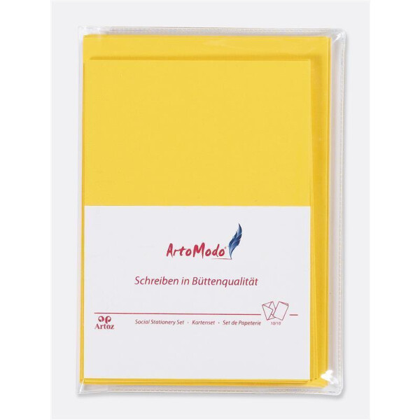 Artoz SET A6 / C6 Farbe: Sonnen-gelb 10x Klappkarten und 10x Briefumschläge Serie Artoz 1001 im SET ArtoModo Format: 162 x 114 mm