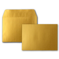 25x Gold-Metallic Brief-Umschläge DIN C6 Format 11,4 x 16,2 cm - Haftklebung - Kuverts ohne Fenster - Weihnachten, Grußkarten & Einladungen