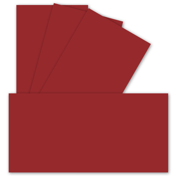 100 Einzel-Karten DIN Lang - 9,9 x 21 cm - 240 g/m² - Dunkelrot - Bastelpapier - Tonkarton - Ideal zum bedrucken für Grußkarten und Einladungen