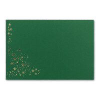 10x Faltkarten-Set mit Umschlägen DIN B6 - Dunkelgrün (Grün) mit goldenen Metallic Sternen - 11,5 x 17 cm - bedruckbar - Ideal für Weihnachtskarten