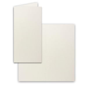 25x Falt-Karten DIN Lang - naturweiss (Weiß) - 10,5 x 21 cm - Blanko Doppelkarten - Klappkarten für Einladungen und Grußkarten zu Weihnachten und Geburtstag