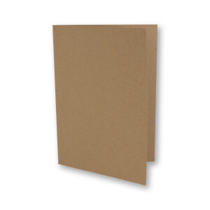 50x braunes Vintage Kraftpapier Falt-Karten SET mit Umschlägen DIN A6 - 10,5 x 14,8 cm - Braun - Recycling - Klapp-Karten - blanko