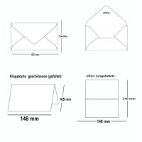 50x braunes Vintage Kraftpapier Falt-Karten SET mit Umschl&a