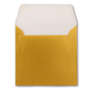100 Metallic Briefumschläge in Gold - quadratisches Format 16 x 16 cm - metallisch-glänzende Kuverts - 90 Gramm/m² - Haftklebung
