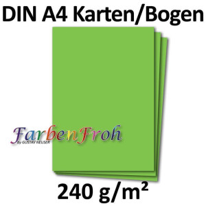 100 DIN A4 Papier-bögen Planobogen - Hellgrün (Grün) - 240 g/m² - 21 x 29,7 cm - Bastelbogen Ton-Papier Fotokarton Bastel-Papier Ton-Karton - FarbenFroh