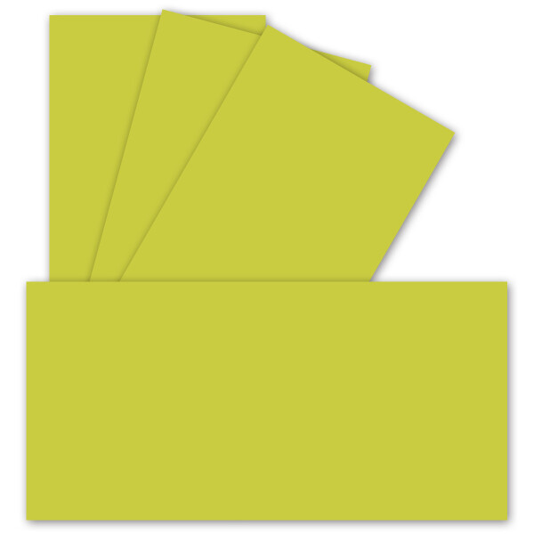 50 Einzel-Karten DIN Lang - 9,9 x 21 cm - 240 g/m² - Limette - Bastelpapier - Tonkarton - Ideal zum bedrucken für Grußkarten und Einladungen