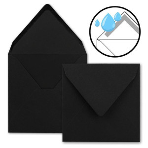 25x Quadratische Briefumschläge in Schwarz - 15,5 x 15,5 cm - ohne Fenster, mit Nassklebung - 110 g/m² - Für Einladungskarten zu Hochzeit, Geburtstag und mehr - Serie FarbenFroh