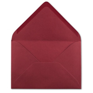 50x Brief-Umschläge Format B6 - Dunkel-Rot- 12 x 17,5 cm - Nassklebung mit spitzer Klappe - 110 g/m² - Einladungs-Kuverts