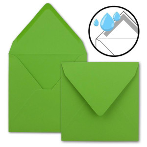 25x Quadratische Briefumschläge in Hellgrün (Grün) - 15,5 x 15,5 cm - ohne Fenster, mit Nassklebung - 110 g/m² - Für Einladungskarten zu Hochzeit, Geburtstag und mehr - Serie FarbenFroh