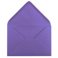 50x Brief-Umschläge Format B6 - Violett- 12 x 17,5 cm - Nassklebung mit spitzer Klappe - 110 g/m² - Einladungs-Kuverts