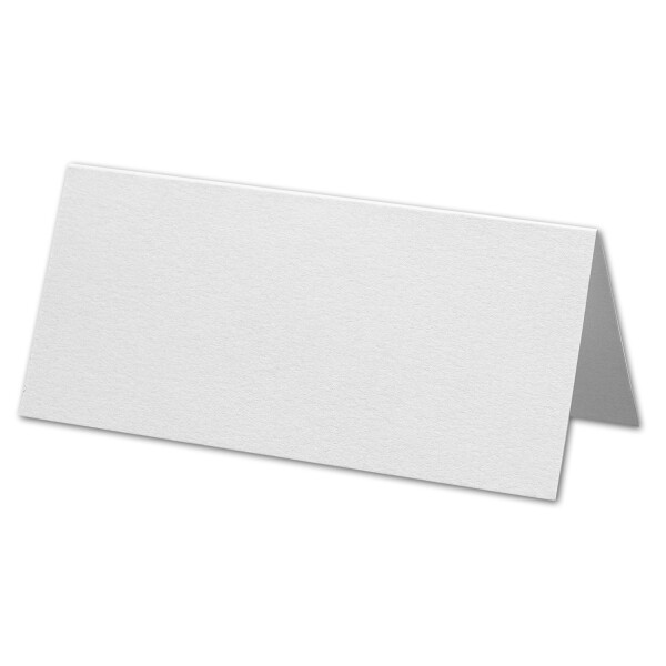 ARTOZ 50x Tischkarten - Blütenweiß (Weiß) - 45 x 100 mm blanko Platz-Kärtchen - Faltkarten für festliche Tafel - Tischdekoration - 220 g/m² gerippt