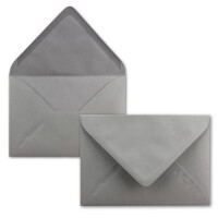 100x Briefumschläge B6 - 17,5 x 12,5 cm - Graphit-Dunkelgrau - Nassklebung mit spitzer Klappe - 120 g/m² - Für Hochzeit, Gruß-Karten, Einladungen