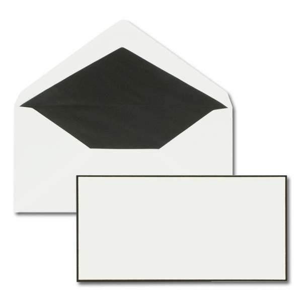 50x Trauerumschläge DIN LANG - Briefumschläge für Kondolenz und Trauerkarten mit handgemachtem schwarzem Trauer-Rand und schwarzem Seidenfutter