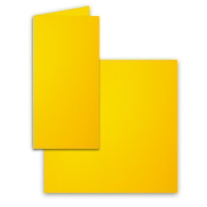 50x Falt-Karten DIN Lang - Honiggelb (Gelb) - 10,5 x 21 cm - Blanko Doppelkarten - Klappkarten für Einladungen und Grußkarten zu Weihnachten und Geburtstag