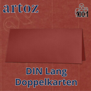 ARTOZ 50x DIN Lang Faltkarten - Rot (Weinrot) gerippt 210 x 105 mm Klappkarten - Blanko Doppelkarte mit 220 g/m² edle Egoutteur-Rippung