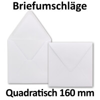 100x Briefumschläge Quadratisch 160 x 160 mm - Weiss - 