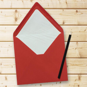 100x Briefumschläge Quadratisch 16 x 16 cm in Rosenrot (Rot)- Umschläge mit weißem Seidenfutter - Kuverts ohne Fenster & mit Nassklebung - Für Einladungskarten zu Hochzeit und Geburtstag