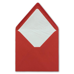 100x Briefumschläge Quadratisch 16 x 16 cm in Rosenrot (Rot)- Umschläge mit weißem Seidenfutter - Kuverts ohne Fenster & mit Nassklebung - Für Einladungskarten zu Hochzeit und Geburtstag