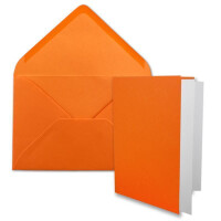50x DIN B6 Faltkarten-Set - Orange - 115 x 170 mm - 11,5 x 17 cm - Doppelkarten mit Umschlägen und Einleger-Papier - FarbenFroh by GUSTAV NEUSER