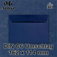 ARTOZ 25x Briefumschläge DIN C6 Blau - 16,2 x 11,4 cm - haftklebend - gerippte Kuverts ohne Fenster - Serie Artoz 1001