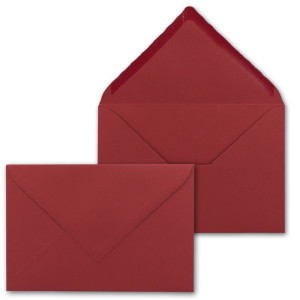 100 Brief-Umschläge mit Wellenschnitt - Dunkel-Rot - DIN C5 - 16,2 x 22,9 cm - 120 gr - mit wellenförmigen Rändern - Nassklebung - FarbenFroh by GUSTAV NEUSER