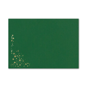 50x Weihnachts-Briefumschläge - DIN C5 - mit Gold-Metallic geprägtem Sternenregen, festlich matter Umschlag in dunkelgrün - Nassklebung, 120 g/m² - 154 x 220 mm - Marke: GUSTAV NEUSER